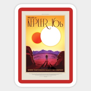 Kepler-16b Retro Poster Sticker